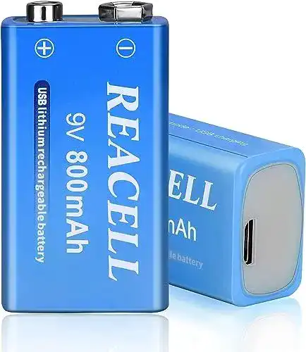 9V-Batterien von Reacell im 2er-Pack mit 800mAh und USB-Ladefunktion