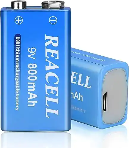 9V-Batterien von Reacell im 2er-Pack mit 800mAh und USB-Ladefunktion
