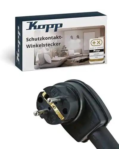 Schuko-Stecker Kopp Schutzkontakt-Winkelstecker schwarz