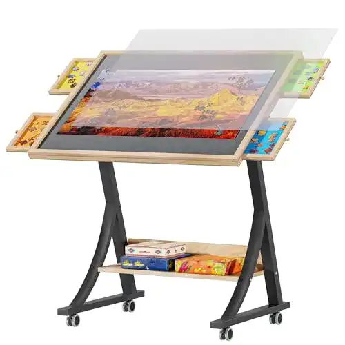 Puzzle-Tisch Yitahome für 1500 Teile mit 4 Schubladen und verstellbarem Neigungswinkel