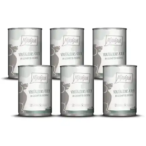 MjAMjAM Premium Nassfutter für Hunde mit Kalb und Zucchini