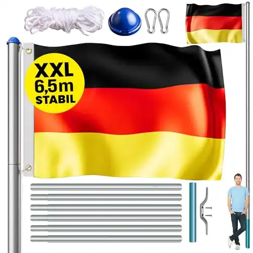 Fahnenmast Monzana 6,5m mit Seilzug und Bodenhülse