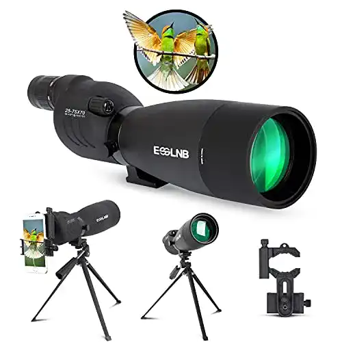 Spektiv ESSLNB 25-75X70 mit Smartphone-Adapter, Stativ und Tragetasche