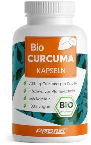 Bio-Kurkuma-Kapseln mit 700 mg und 365 Kapseln für ein Jahr