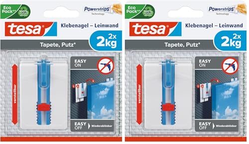 Klebenagel von Tesa für Tapeten und Putz, selbstklebend und höhenverstellbar
