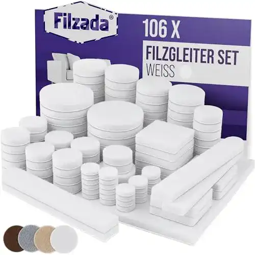 Filzgleiter selbstklebend Filzada Set mit 106 Stück in eckig und rund