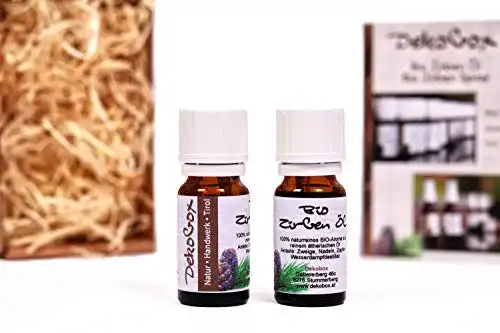 Bio Saunaaufguss Dekobox mit Bio Zirbenöl, Doppelpackung 2x 10ml