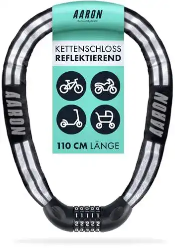 Fahrradschloss AARON Reflect mit 5-stelligem Zahlenschloss und Reflektorstreifen