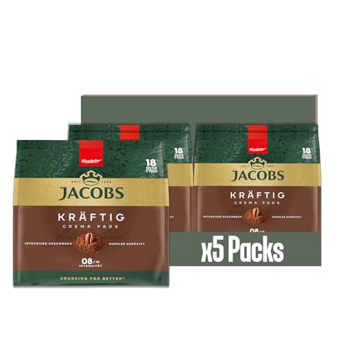 Jacobs Kaffeepads Crema Kräftig, 90 Stück, kompatibel mit Senseo