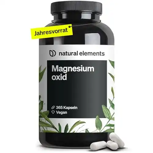 Magnesium Kapseln von Natural Elements mit 365 Kapseln und Magnesiumoxid