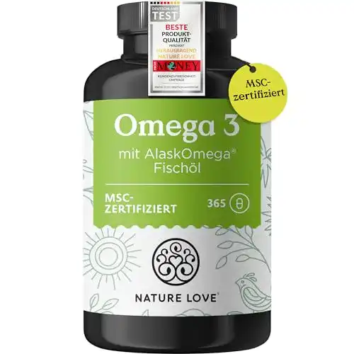 Omega-3-Kapseln Nature Love mit 650mg hochdosiertem Omega 3