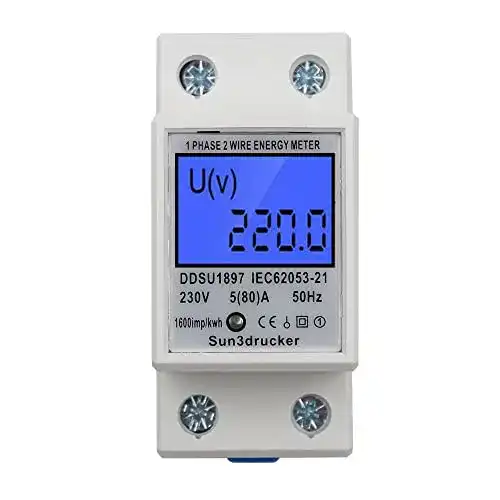 Stromzähler Sun3Drucker LCD digital für Hutschiene 1-phasig