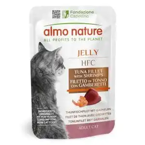 Almo Nature Katzenfutter in Gelee mit Thunfisch und Garnelen, 24 x 55 g