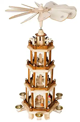 Weihnachtspyramide Brubaker aus Holz mit 4 Etagen und 60 cm Höhe