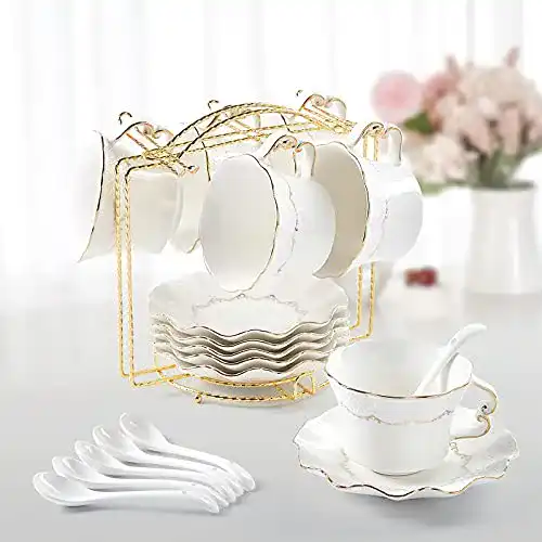Teetassen DUJUST Set mit 6 Tassen und Untertassen (200 ml)