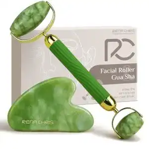 Jade Roller und Gua Sha Set von Rena Chris für Hautpflege