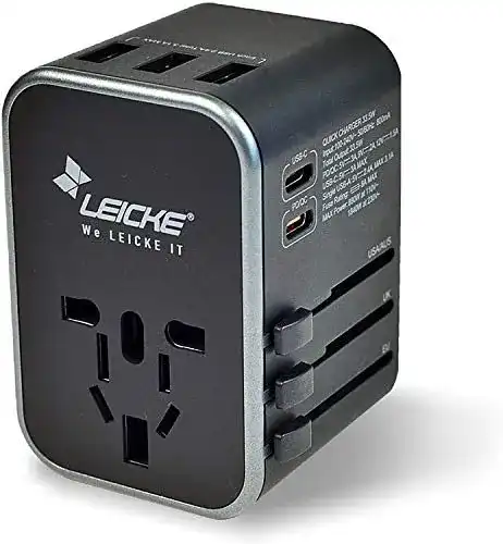 Reiseadapter weltweit von Leicke Universeller Steckdosenadapter für Reisen