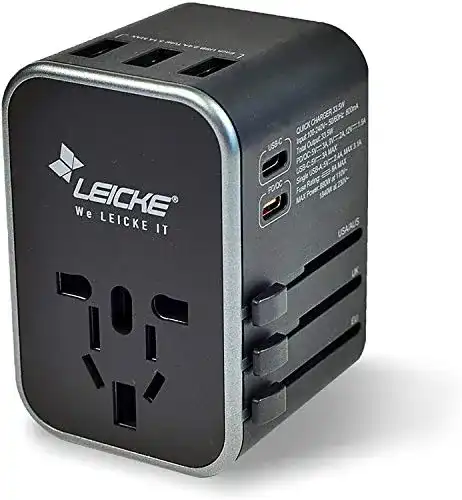 Reiseadapter weltweit von Leicke Universeller Steckdosenadapter für Reisen