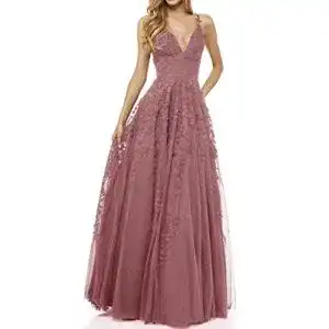 Ballkleid LuckyShe Damen V-Ausschnitt Abendkleid in Elegantem Design