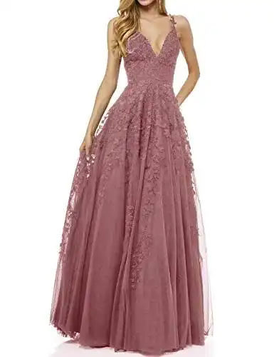 Ballkleid LuckyShe Damen V-Ausschnitt Abendkleid in Elegantem Design
