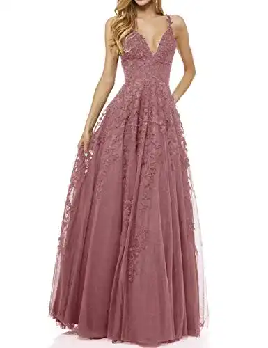 Ballkleid LuckyShe Damen V-Ausschnitt Abendkleid in Elegantem Design