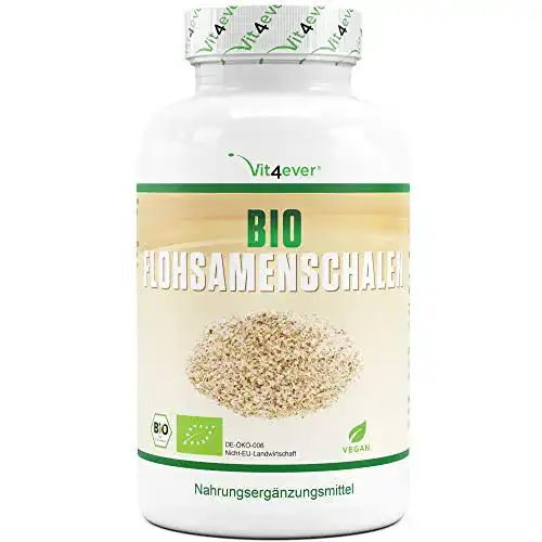 Flohsamen Vit4ever Bio Schalen – 365 vegane Kapseln