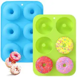 Silikon Donut Formen 2 Stück mit 6 Hohlräumen für vielseitiges Backen