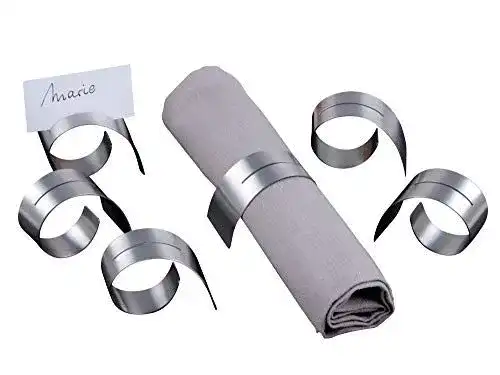 Serviettenringe aus Edelstahl mit Schlitz, 6er-Set, rostfrei