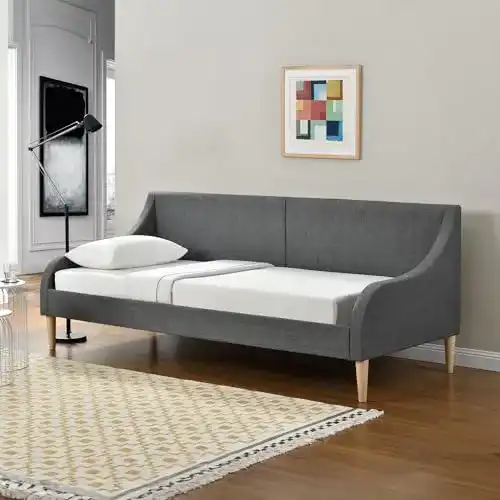 Tagesbett En.casa 90 x 200 cm Schlafsofa Bettgestell in Dunkelgrau