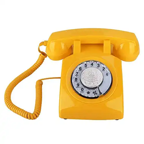 Wählscheiben-Telefon Bewinner Retro Telefon mit Drehknopf und Lautstärkeregler
