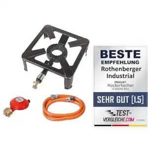Hockerkocher Rothenberger Industrial mit 1,5 m Propan-Gas-Schlauch