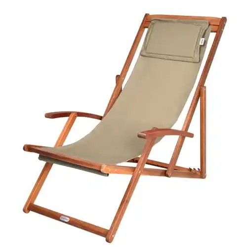 Casaria Sonnenliege aus Holz, wetterfest und klappbar