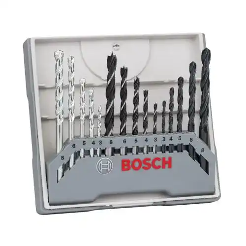 Bosch 15-teiliges Universalbohrer-Set für Holz, Stein und Metall
