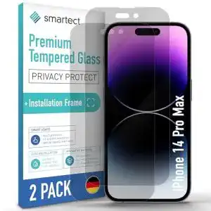 Smartect Panzerglas für iPhone 14 Pro Max – 2 Stück mit Privacy-Schutz