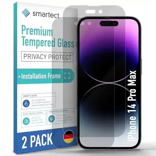 Smartect Panzerglas für iPhone 14 Pro Max – 2 Stück mit Privacy-Schutz