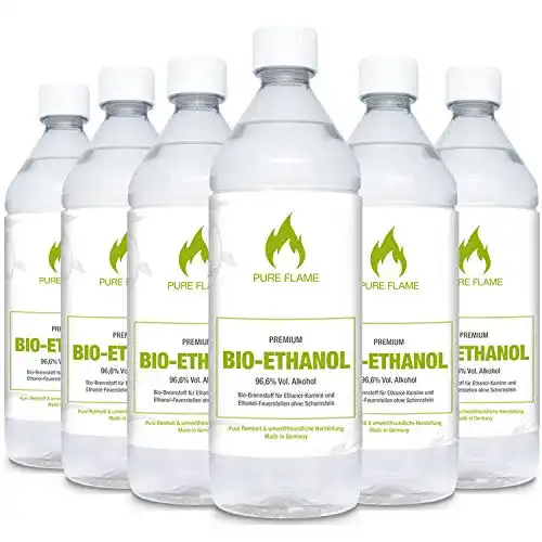 Bioethanol Pure Flame 96,6% – 6x1L Flaschen für den Einsatz zu Hause