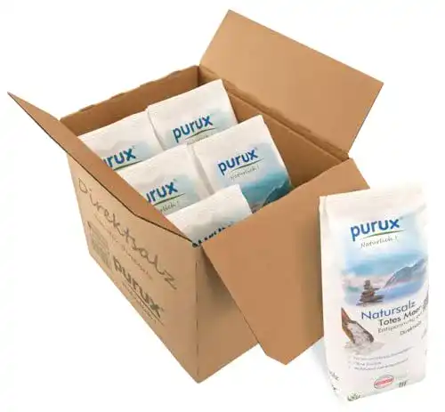 Badesalz Purux Totes Meer Salz 5kg Direktsalz im 6x 850g Pack