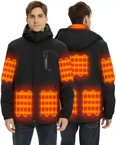 Beheizbare Jacke für Herren mit 18400mAh Powerbank und Heizzonen