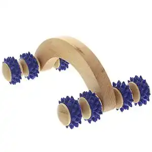 Massageroller von Kosmetex aus Holz mit blauen Kunststoffnoppen