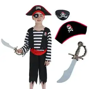 Piratenkostüm für Kinder mit Hut, Schwert und Augenklappe