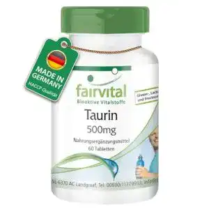 Taurin Fairvital 500mg hochdosiert, vegan, 60 Tabletten