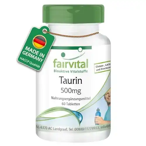 Taurin Fairvital 500mg hochdosiert, vegan, 60 Tabletten