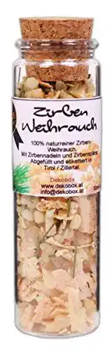 Zirbenspäne Dekobox mit Zirben Weihrauch – 50ml Set