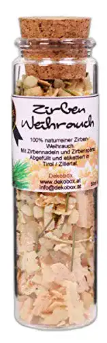 Zirbenspäne Dekobox mit Zirben Weihrauch – 50ml Set