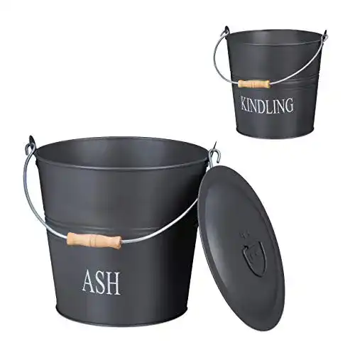 Set aus zwei Ascheeimern mit Deckel, je 12 Liter