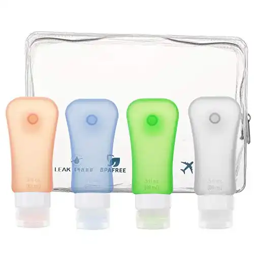 Reiseflaschen Set 100ml aus Silikon, 4 Stück für unterwegs