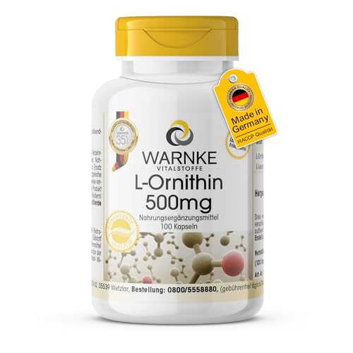 L-Ornithin Kapseln 500mg – 100 vegane Kapseln in deutscher Qualität