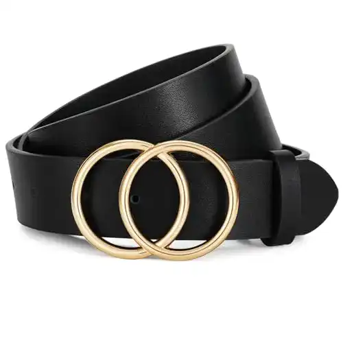 Damen Ledergürtel mit Doppel O-Ring Schnalle von Jasgood