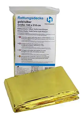 Rettungsdecke Herrmann Gold Silber, 10 Stück, 210 x 160 cm