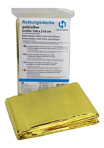 Rettungsdecke Herrmann Gold Silber, 10 Stück, 210 x 160 cm